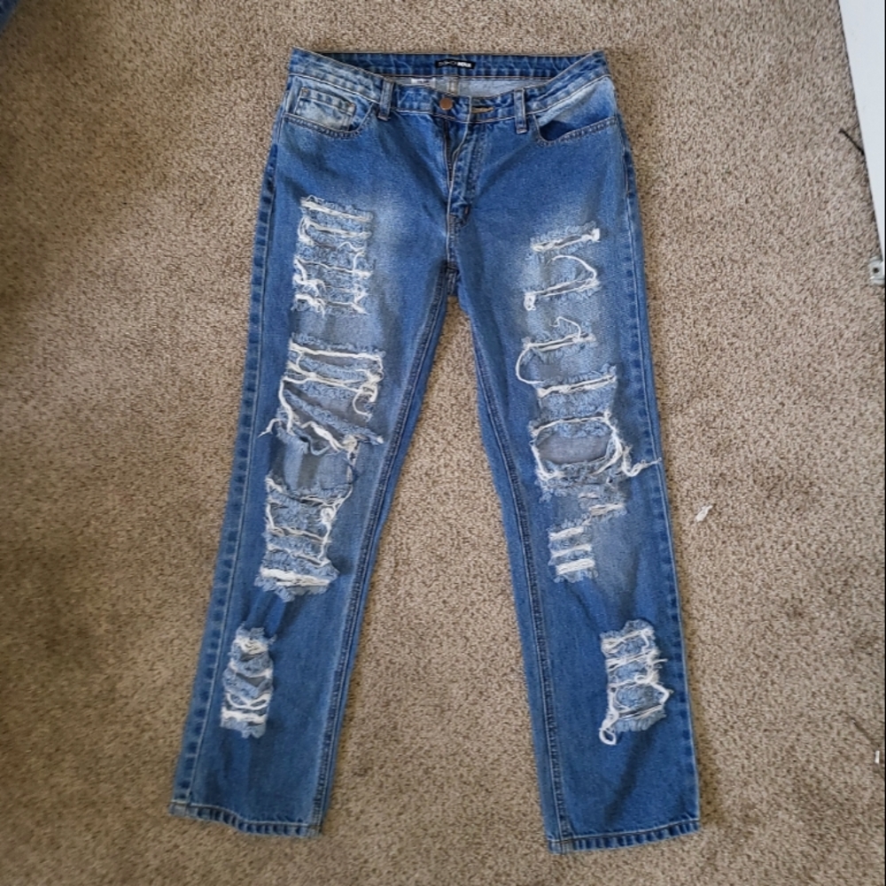 Fashion Nova Distressed Jeans Streetwear Skinny Boyfriend